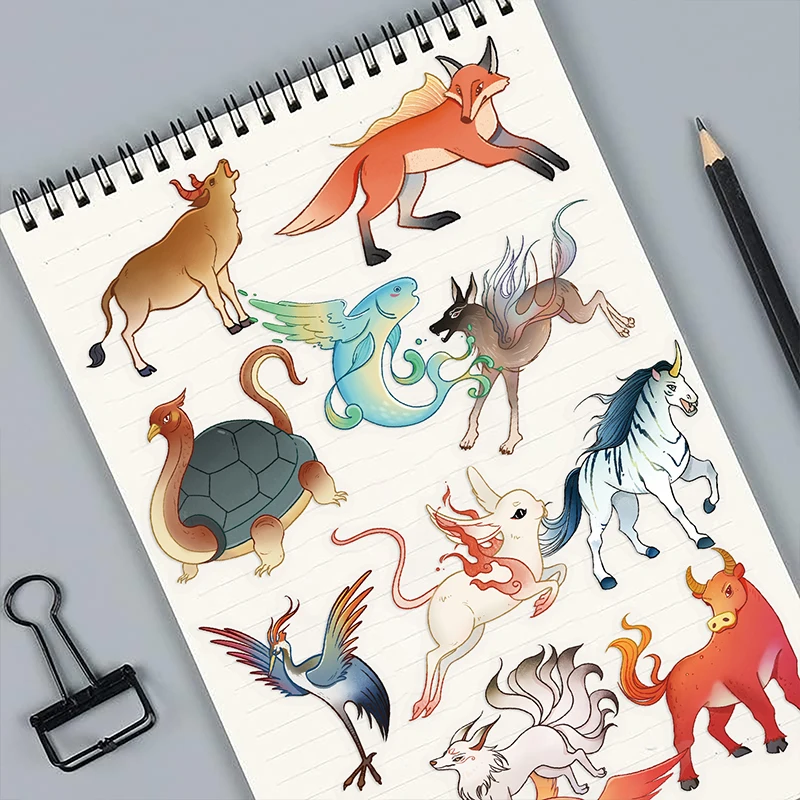 50PCS Cartoon Shan Hai Jing Stickers Decorative Guitar Notebook Stationery Guitar PET Transparent Waterproof Decals Kid Toy Gift