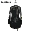 ZAGITOVA Eiskunstlaufkleid Damen Mädchen Eislaufröcke Gymnastik Wettbewerb Strass Mesh Rock 1