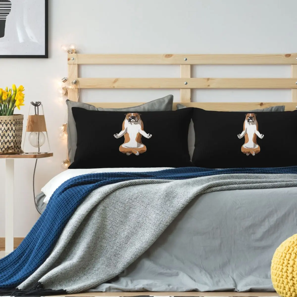 

Декоративная наволочка для подушки из полиэстера с изображением йога-богини в образе английского бульдога, прямоугольная, для спальни и дома, для комфорта и уюта