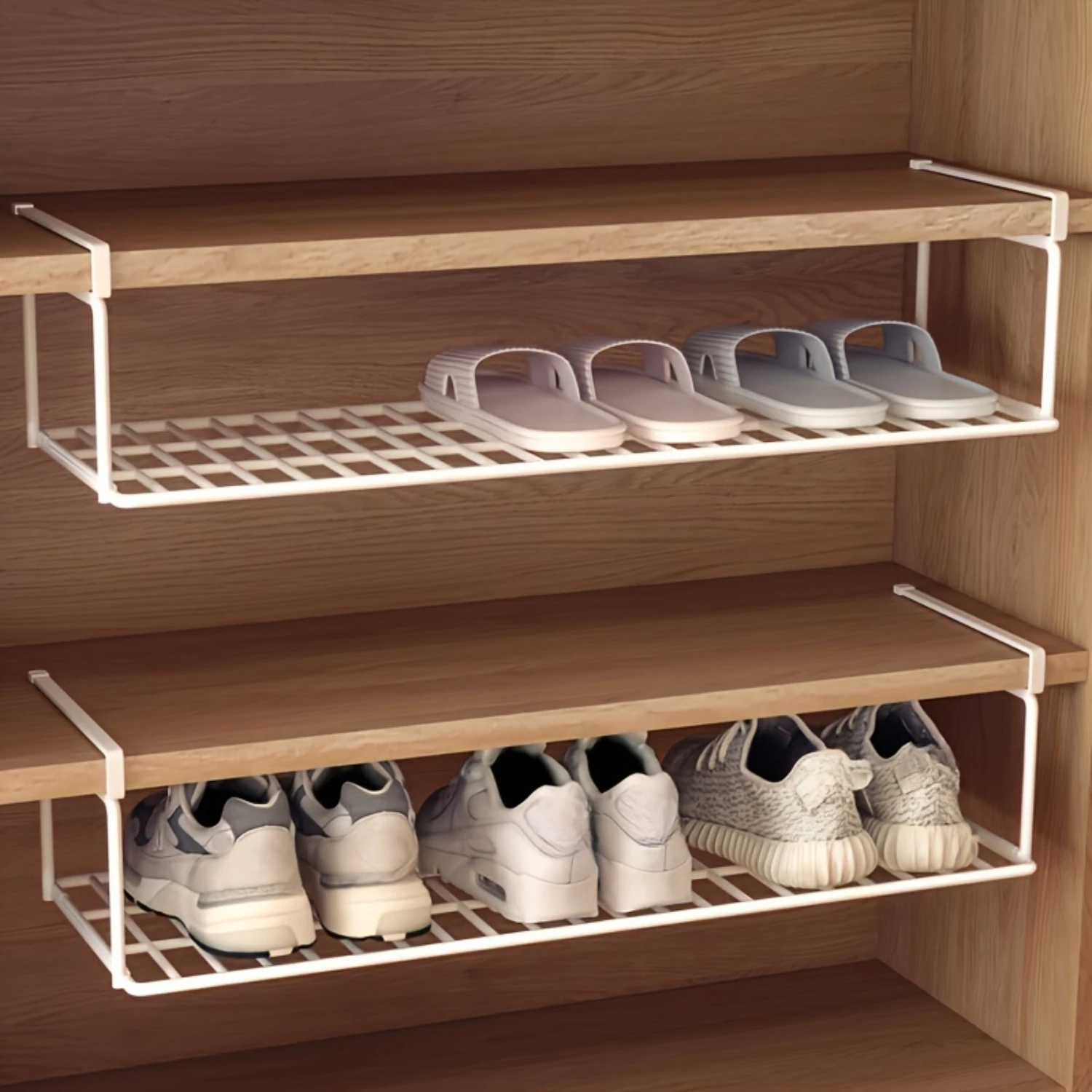 

"Space-Saving" Versatile Metal Shoe Rack - Ceiling-Mounted Organizer For , Dorms & Closets