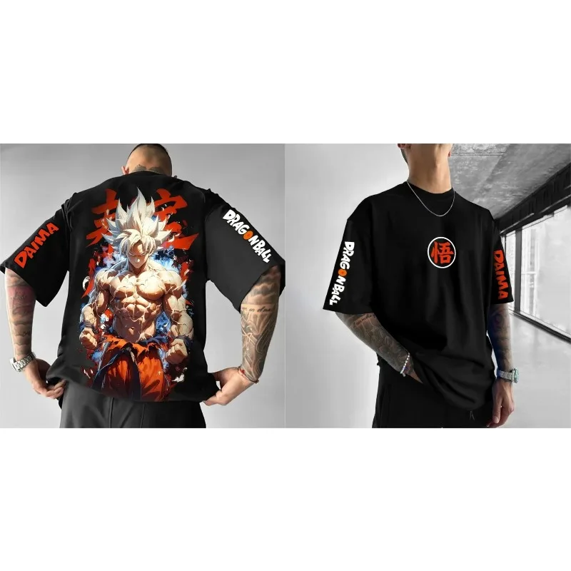 

Dragon Ball 2025 Горячая новинка Super Saiyan 4 Goku Мужская красная свободная хлопковая футболка с принтом японского аниме Уличная одежда Летние повседневные топы Футболки
