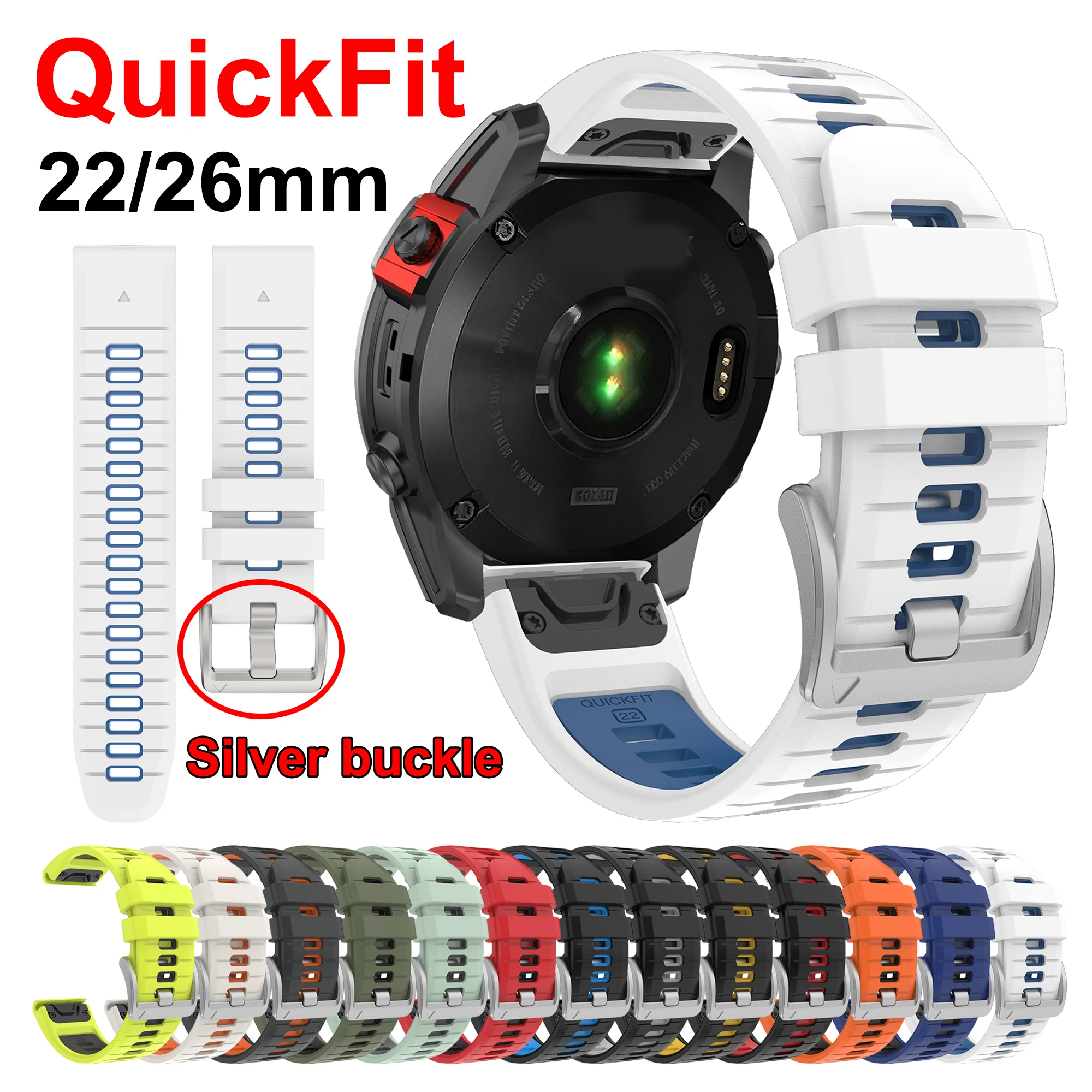 QuickFit 22mm 26mm Watch Strap Wristband For Fenix 7X 7 Pro 6 6X 5 5X Fenix8 Epix Gen2 Tactix 47 51mm Sport Smart Watch Bracelet