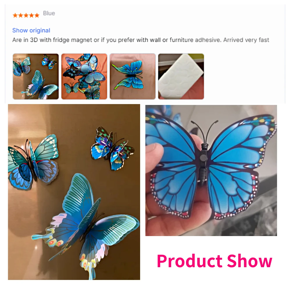 12PCS Fridge Sticker 3D Butterfly Design Decal Art Stickers Set Room Home Decor DIY Wedding Decoration Butterflies Wall Stickers