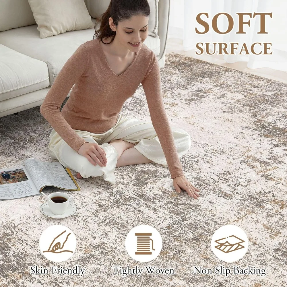 سجادة منطقة تجريدية كبيرة مقاس 9 × 12 بملمس ناعم، قابلة للغسل وغير قابلة للانزلاق ومقاومة للبقع لغرفة المعيشة وغرفة النوم #5