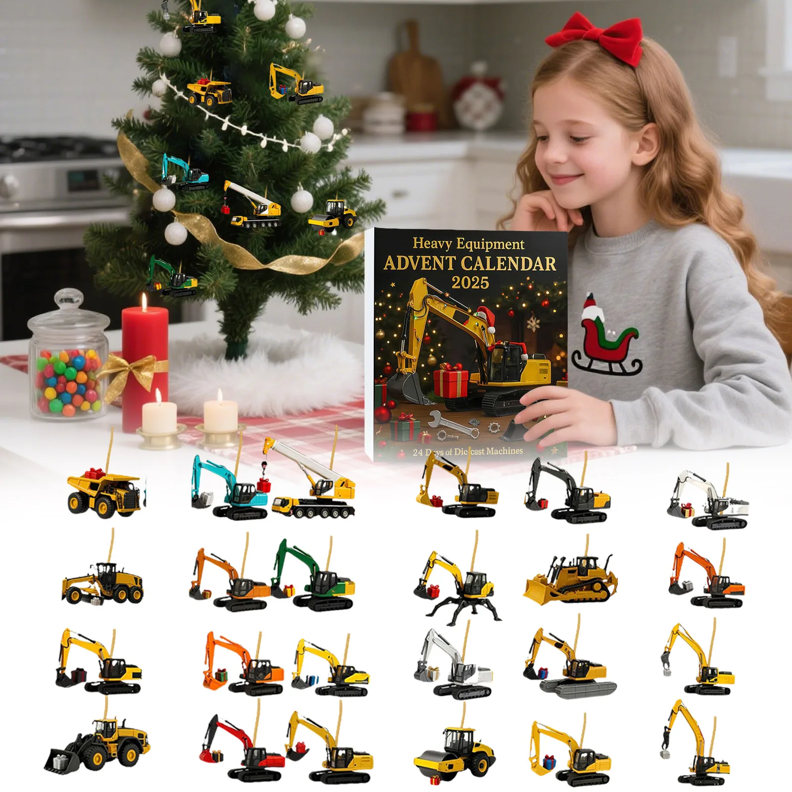 Manual Kitchen Timer Heavy Equipment Advent Calendar 2025 24 Die Machines Little Machine Ornaments Christmas Visual Timer Large