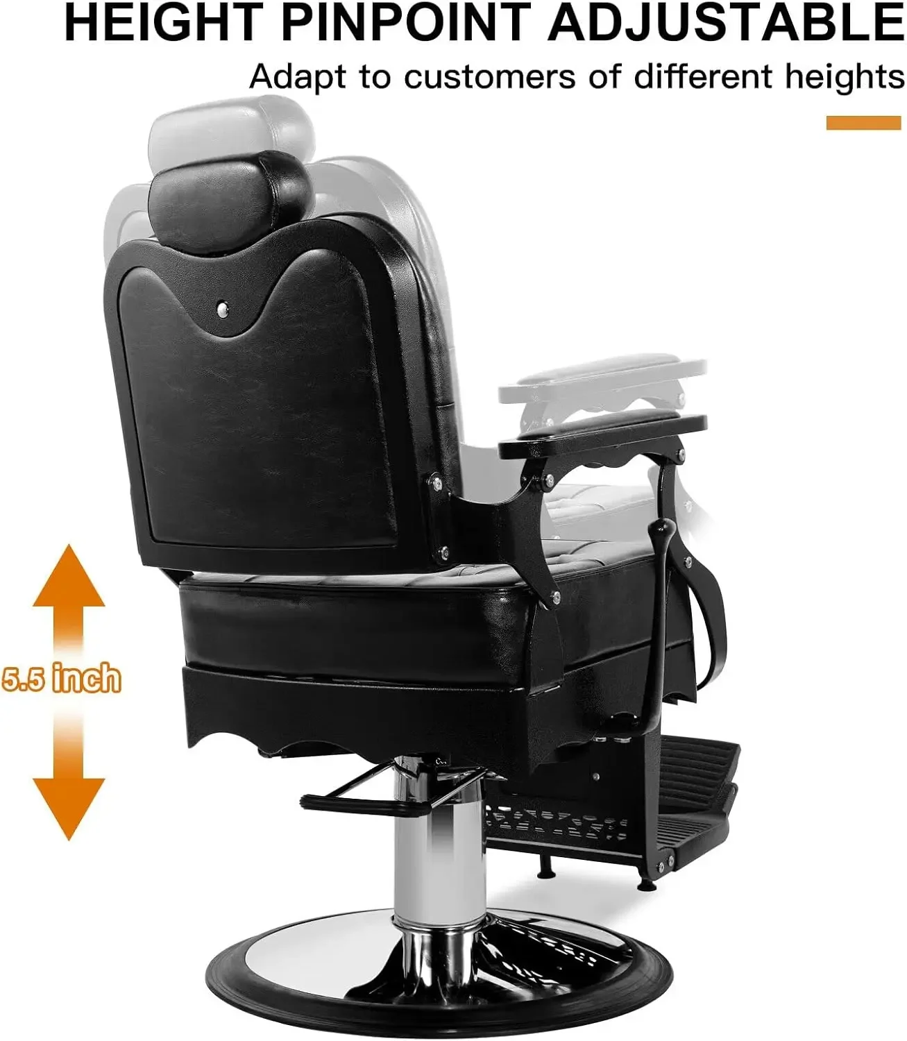 เก้าอี้ Heavy Duty Hydraulic Recline Salon เก้าอี้คลาสสิกตัดผมเก้าอี้สําหรับช่างทําผม Tattoo เก้าอี้ตัดผม Salon อุปกรณ์