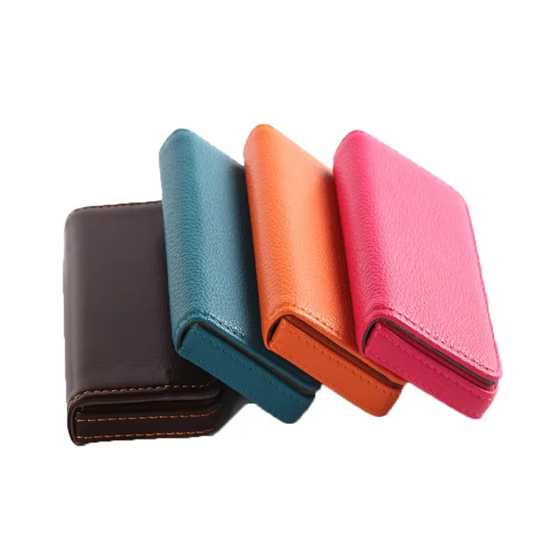 1Pcs PU Leather Business Card Holder Magnetic Clasp Card Organizer Pocket Sized Business Card Case For Office