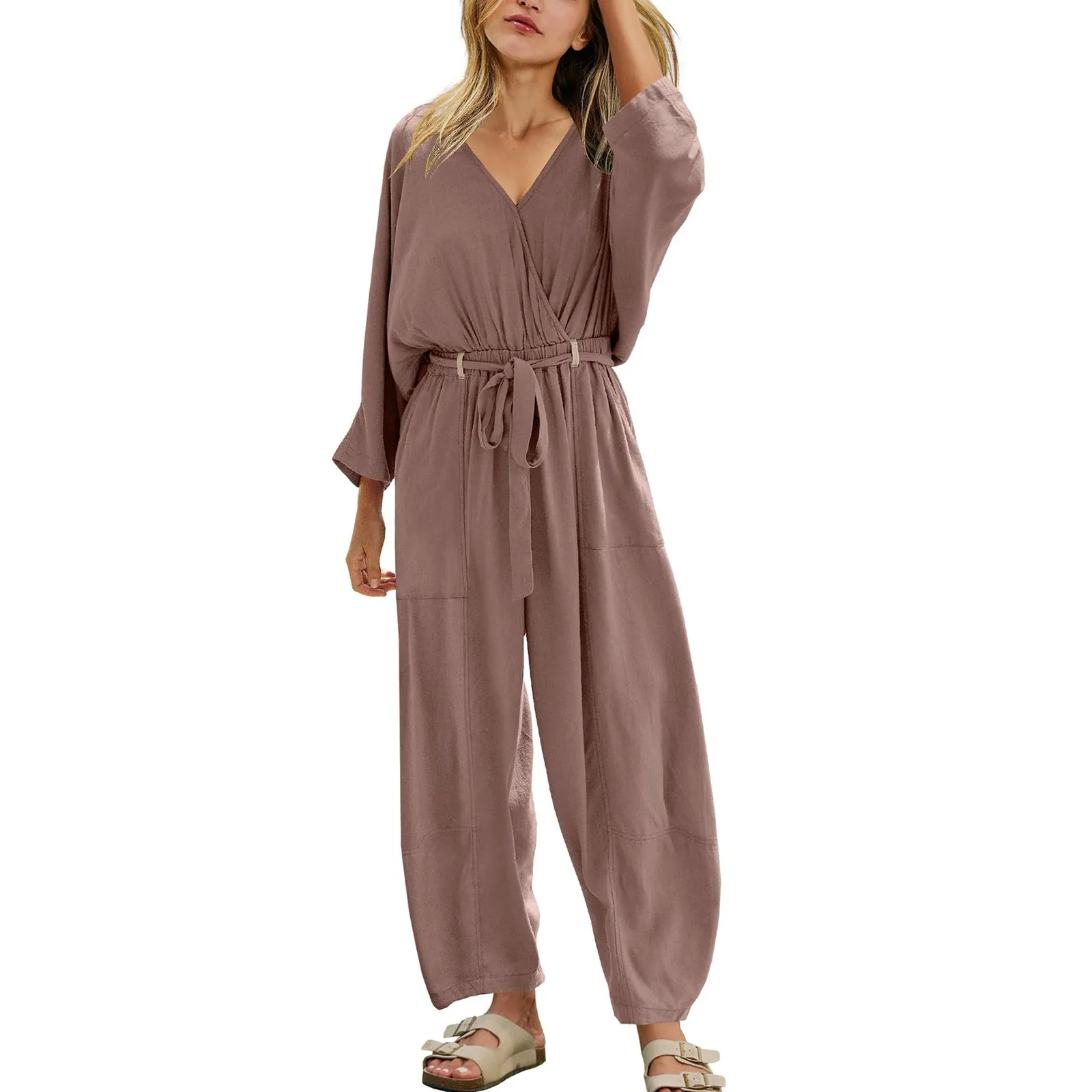 spring-and-autumn-solid-color-retro-lightweight-v-neck-long-sleeve-jumpsuit-for-female-fashion-loose-comfy-daily-romper-pants