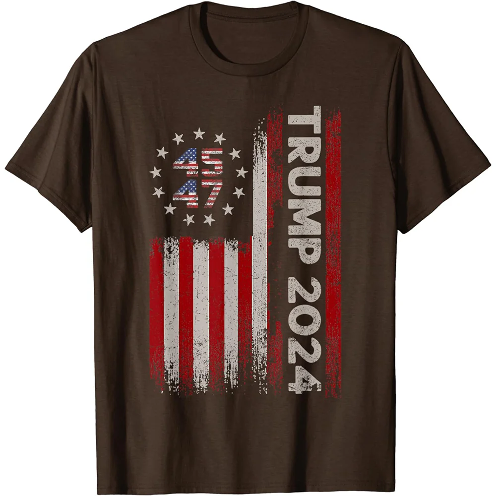 Trump 2024 T Shirt 45 47 President America Flag Graphic T Shirts Mens Clothing T-shirt Fashion Streetwear Casual Women Tops Tee