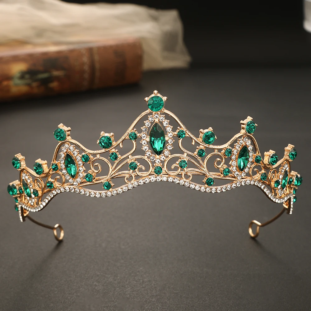 Свадебная корона, золотые свадебные аксессуары для волос, хрустальные стразы, свадебные диадемы и короны для невесты, головной убор, диадема, украшение для волос