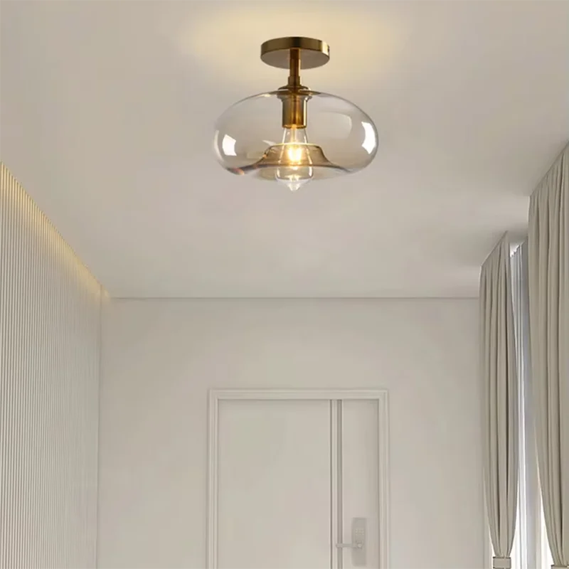 Modern Minimalist Glass Ceiling Light Nordic Texture LED Dinning Room Lamp Corridor Lustre Creative Living Room Lighting E27
