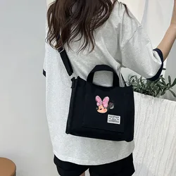 Mickey Minnie Mouse Ladies Handbags Women's Tote Corduroy Shoulder Small Bag Crossbody Handheld Satchel Portable Leisure Bags