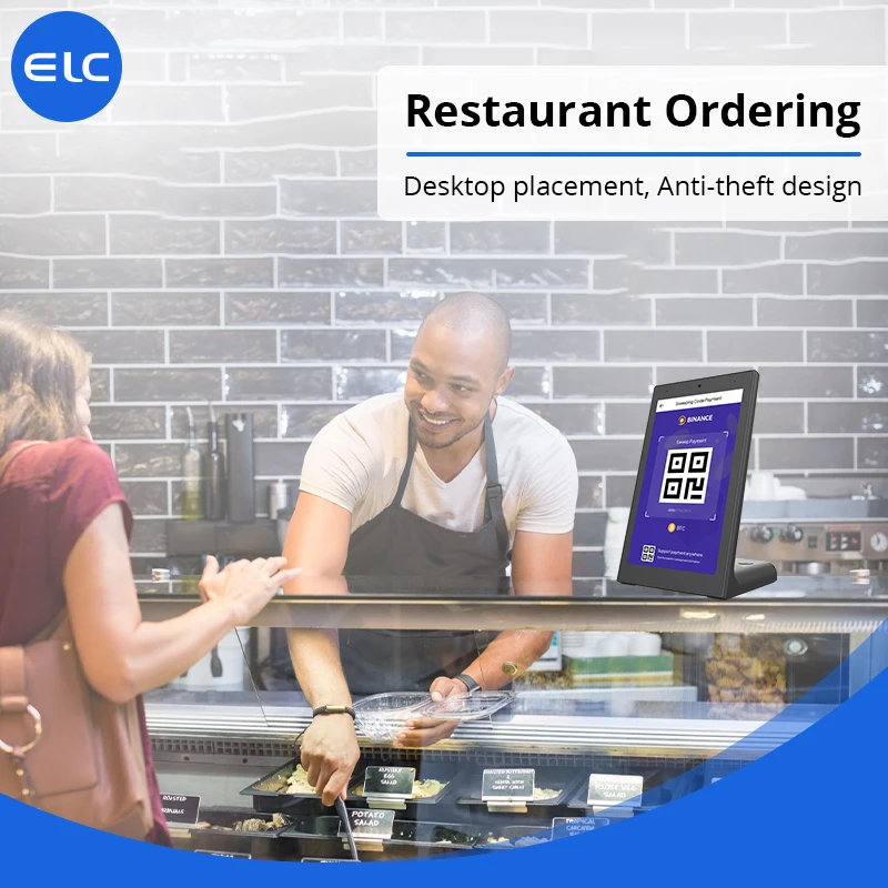 8 Inch Desktop L Shape LCD Capacitive Touch Screen Feedback Evaluator Restaurant Ordering NFC Camera Android Tablet