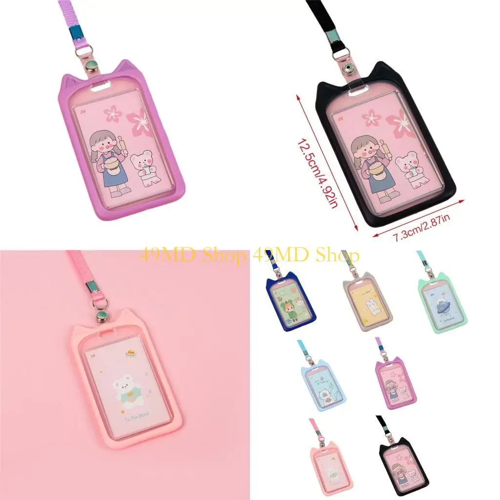 

49MD Stylish and Durable Silicone Card Sleeve Badge Holder with Lanyard for Women