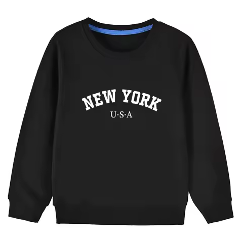 Spring Autumn Kids New York Printed Funny Sweatshirts Children's Hoodies Baby Pullover Tops Girls Boys Clothes