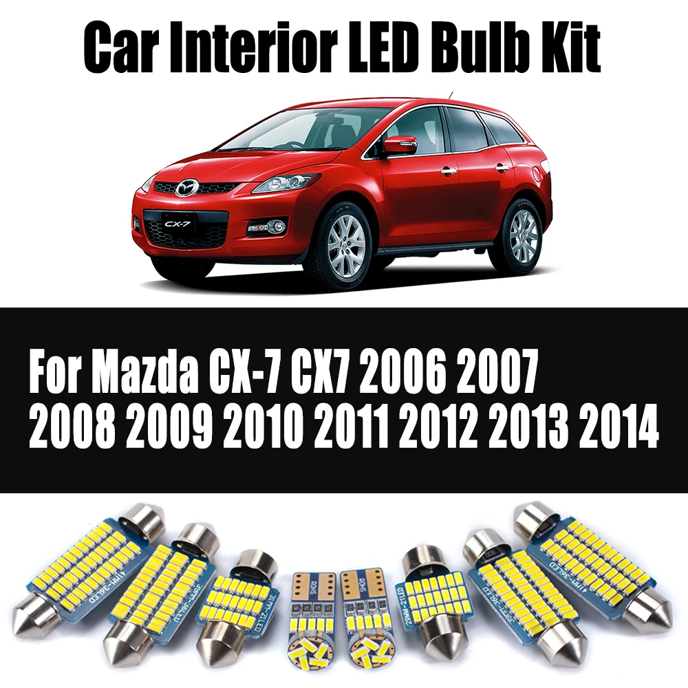 

11 шт. Canbus светодиодные внутренние купольные лампы для чтения карт, комплект ламп для Mazda CX-7 CX7 2006-2009 2010 2011 2012 2013 2014 автомобильные аксессуары