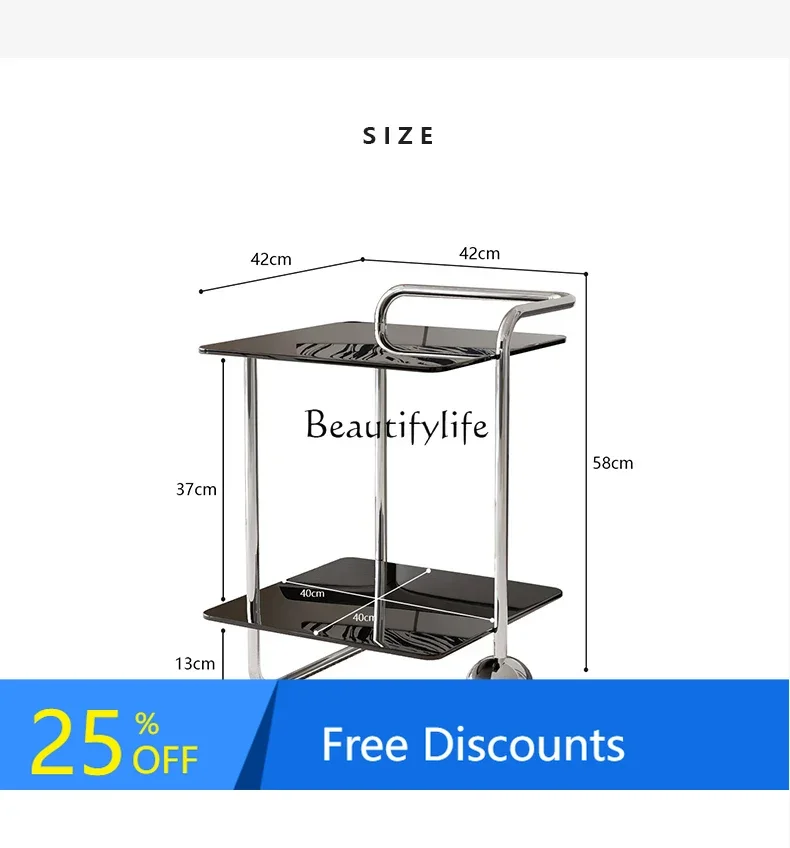 

XL Modern simple glass sofa side few antique double-layer stainless steel small coffee table high-end sense