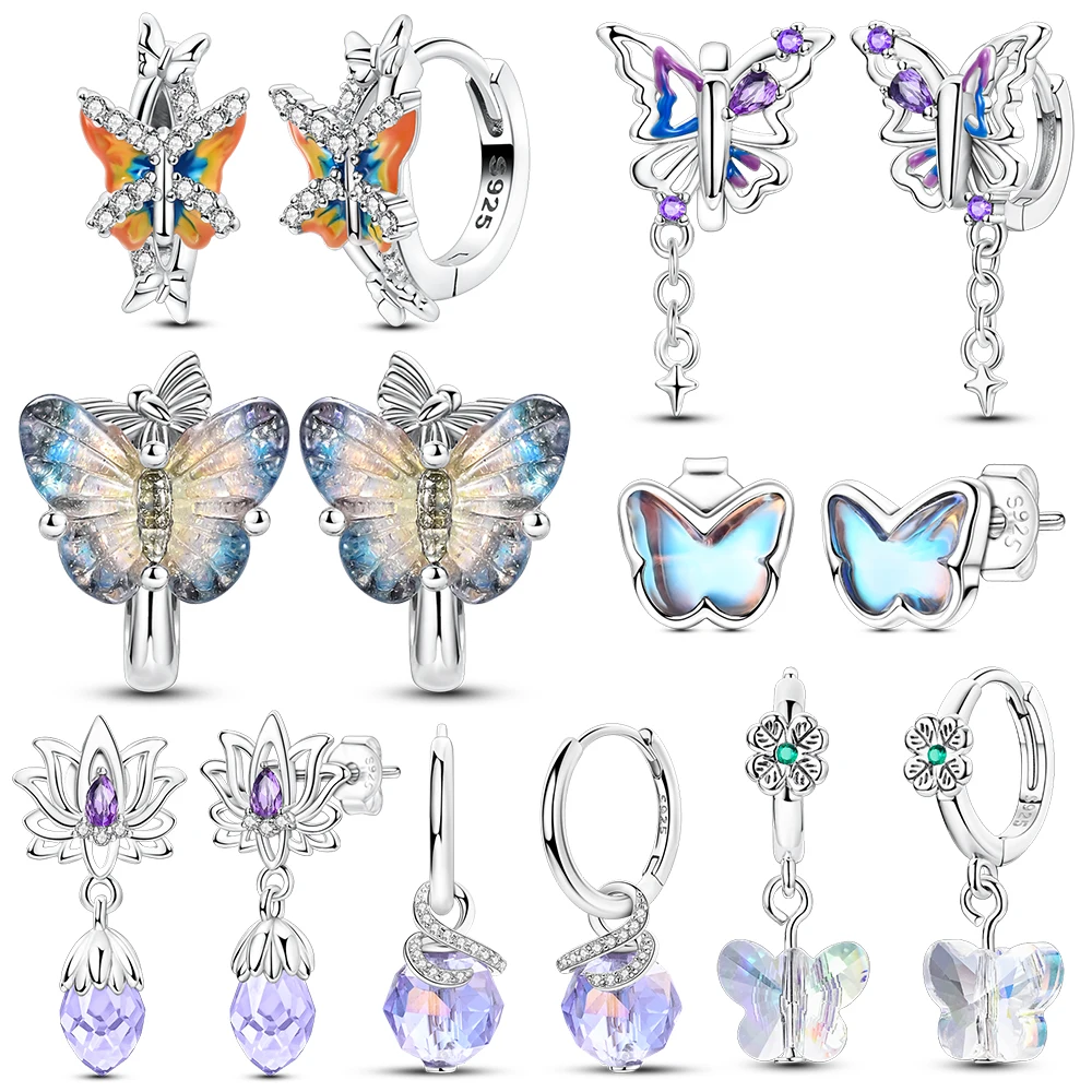 

Flexible 925 Sterling Silver Multi Colored Butterfly&light Purple Gemstone Pendant Earrings Ladies' Elegant Temperament Jewelry