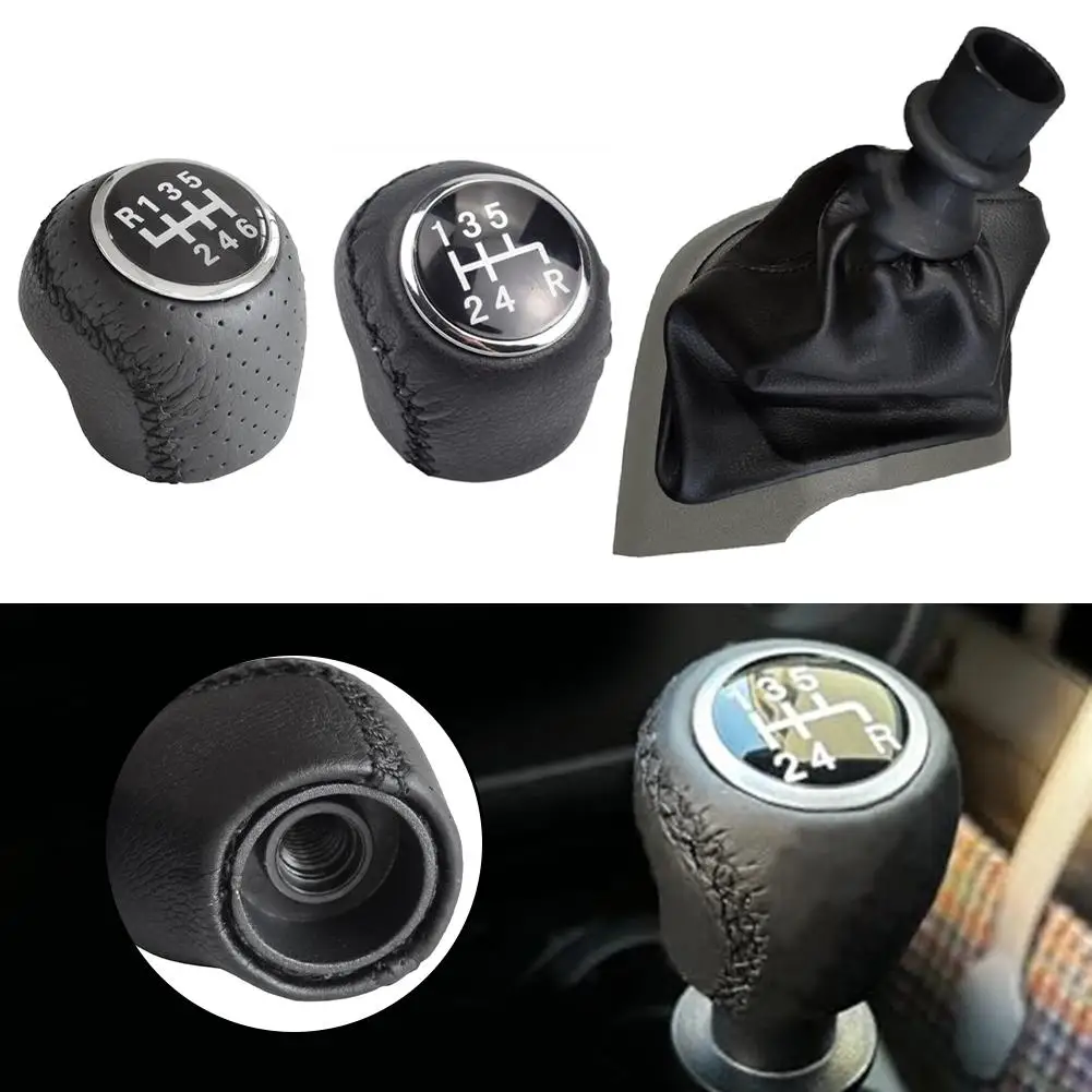 5/6 Speed Car Manual Gear Shift Knob Shifter Lever Hand Ball For Fiat Black 7*5*5cm Leather+ABS Easy Install Dust-Proof