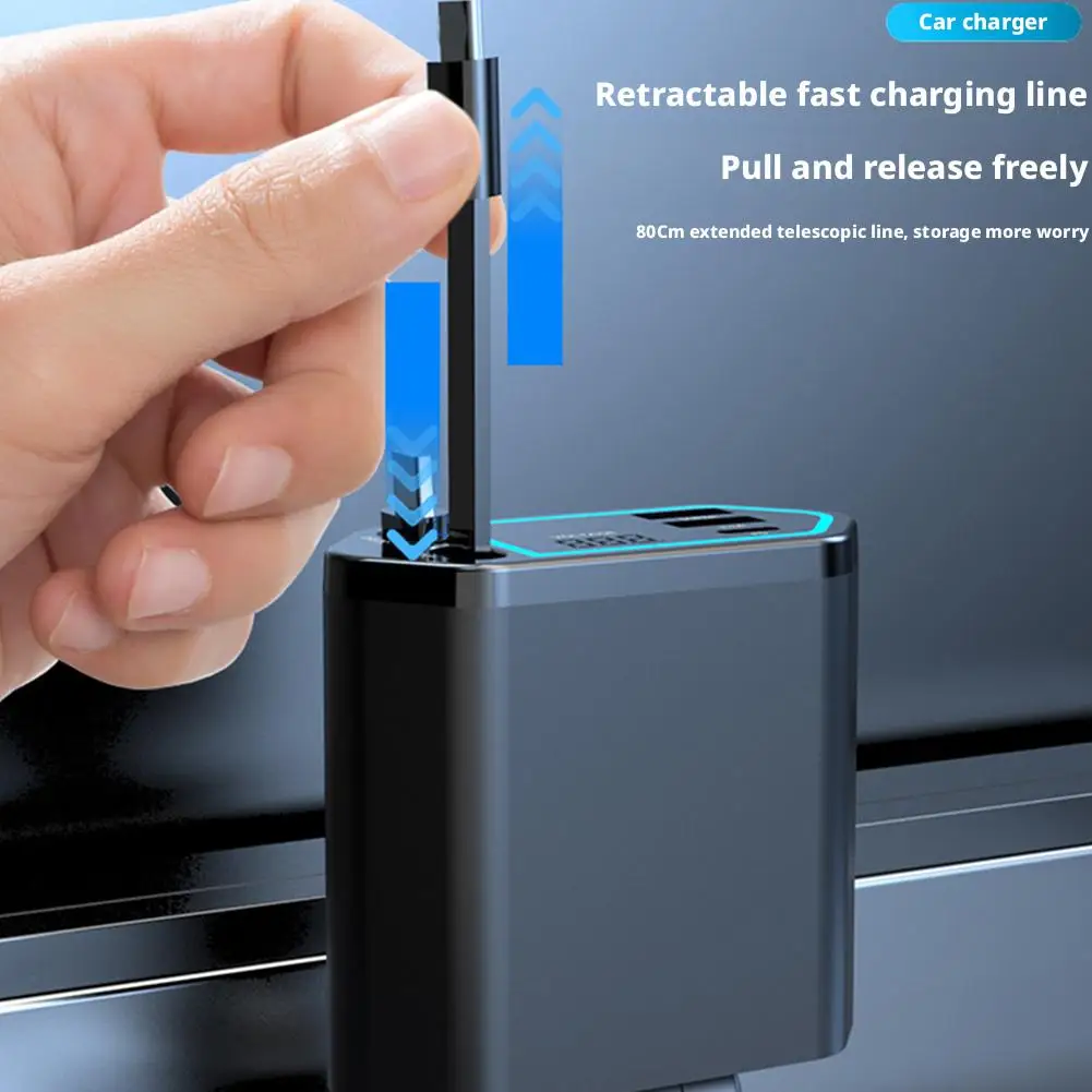 

Многопортовое автомобильное зарядное устройство с дисплеем напряжения, регулируемое направление, электрическое устройство с несколькими устройствами, аксессуар для быстрой зарядки с 5 выходами O4N1