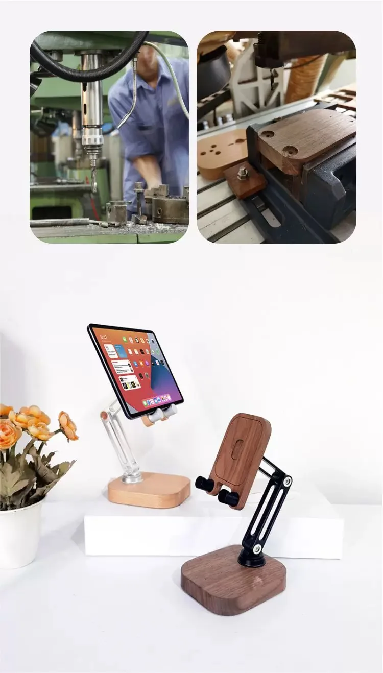 검은 호두나무 알루미늄 합금 접이식 휴대전화 태블릿/컴퓨터 스탠드