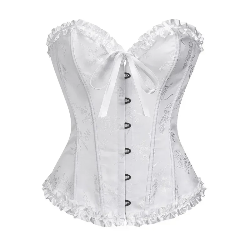 Yellow Corsets and Bustiers for Women Top Sexy Corselet Overbust Brocade Vintage Renaissance Bodice Plus Size Green White