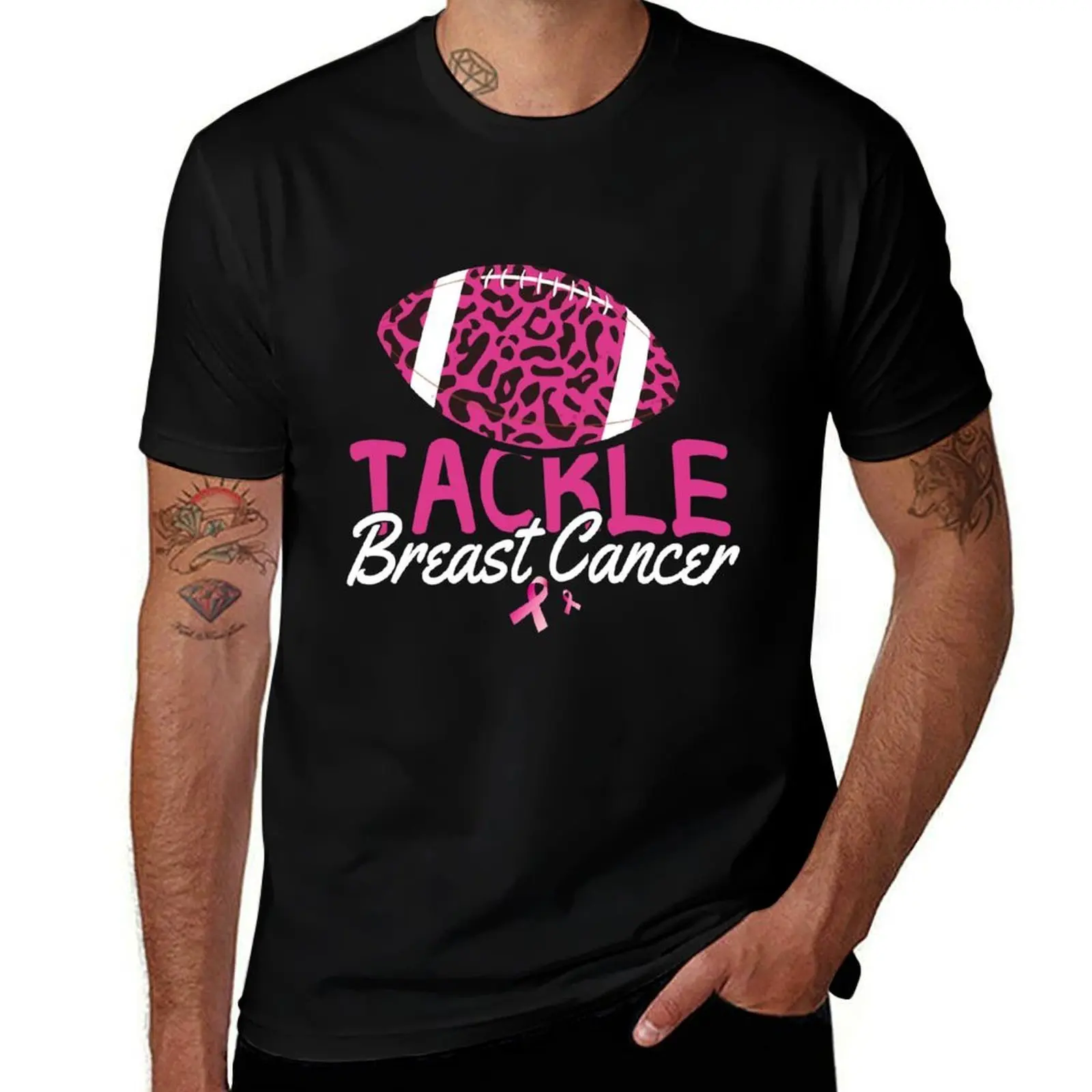 Tackle Breast Cancer great costume design idea to wear for cancer fighters, Pink Ribbon awareness survivor 2021 T-Shirt