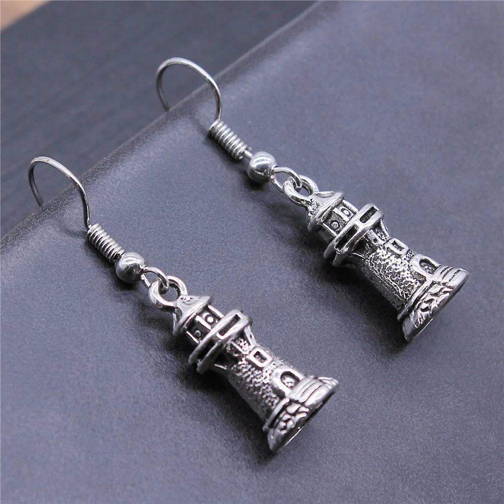  Drop Earrings Fashion Handmade Simple Design 2 Colors Watchtower Lighthouse Pendant Earrings