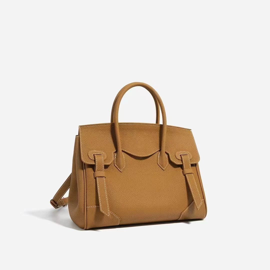 Bolsos de cuero genuino con patrón de lichi para mujer, bolsos de mensajero, Hobo, Toto, 2024