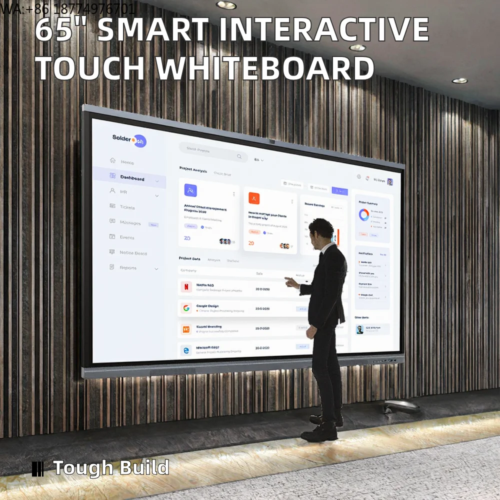 

Hot Sale A+ Grade Brand Panel Anti-glare Interactive Panel Dual System 4 +128g Smart Whiteboard 65 Inch School Interactive Board