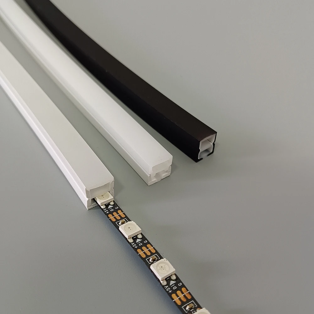 0.5 m-5 m LED ซิลิโคนนีออนหลอดยืดหยุ่นครอบคลุมหลอดสีขาวสีดําสําหรับ 5mm 6mm 10mm 12mm SMD WS2811 WS2812 LED Light Strip