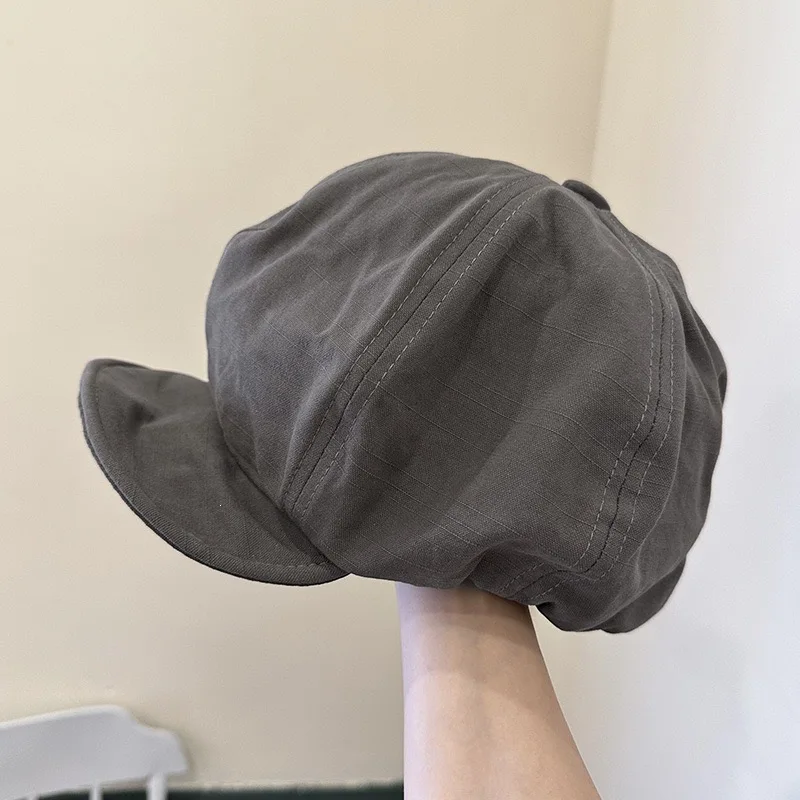 Japanese-Style Soft-Top Pleated Beret Newsboy Hat, Unisex, Adjustable Back Buckle, Short Brim Forward Cap, Casual Travel Sunshade Versatile Retro Artist Hat, Multiple Colors Available