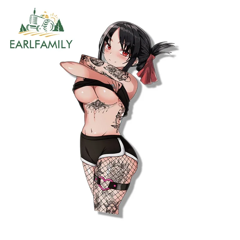 EARLFAMILY 13cm x 7.9cm for Kaguya Tattoo Fish Net Goth Girl Anime Car Stickers Personality Simple Decals Creative Car Styling