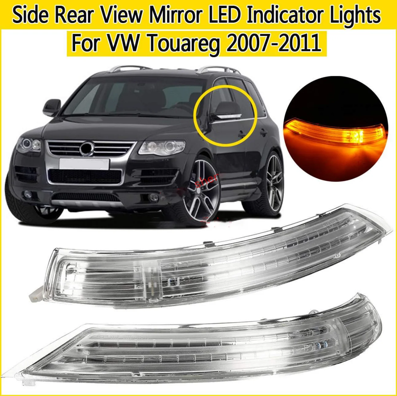 Mirror Indicator Turn Signal in Right Left Exterior Mirror For VW Touareg 2008-2010