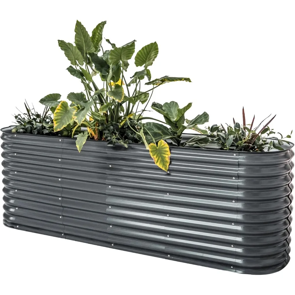 

Vego Garden 32-дюймовые очень высокие садовые кровати, модульная приподнятая коробка 9 в 1 для овощей, цветов, фруктов, овальной металлической коробки Ra