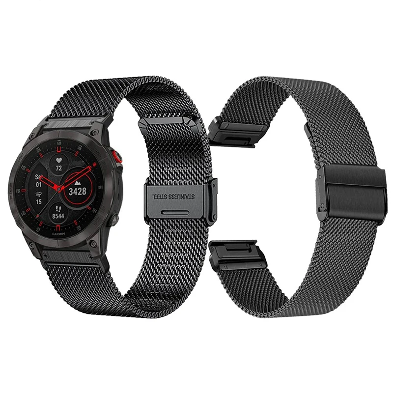 22mm 26mm QuickFit Milanese Metal Strap For Garmin EPIX GEN2 Fenix7 7X Solar/6X 6XPro 5XPlus Forerunner 955 Enduro 2 Watchband