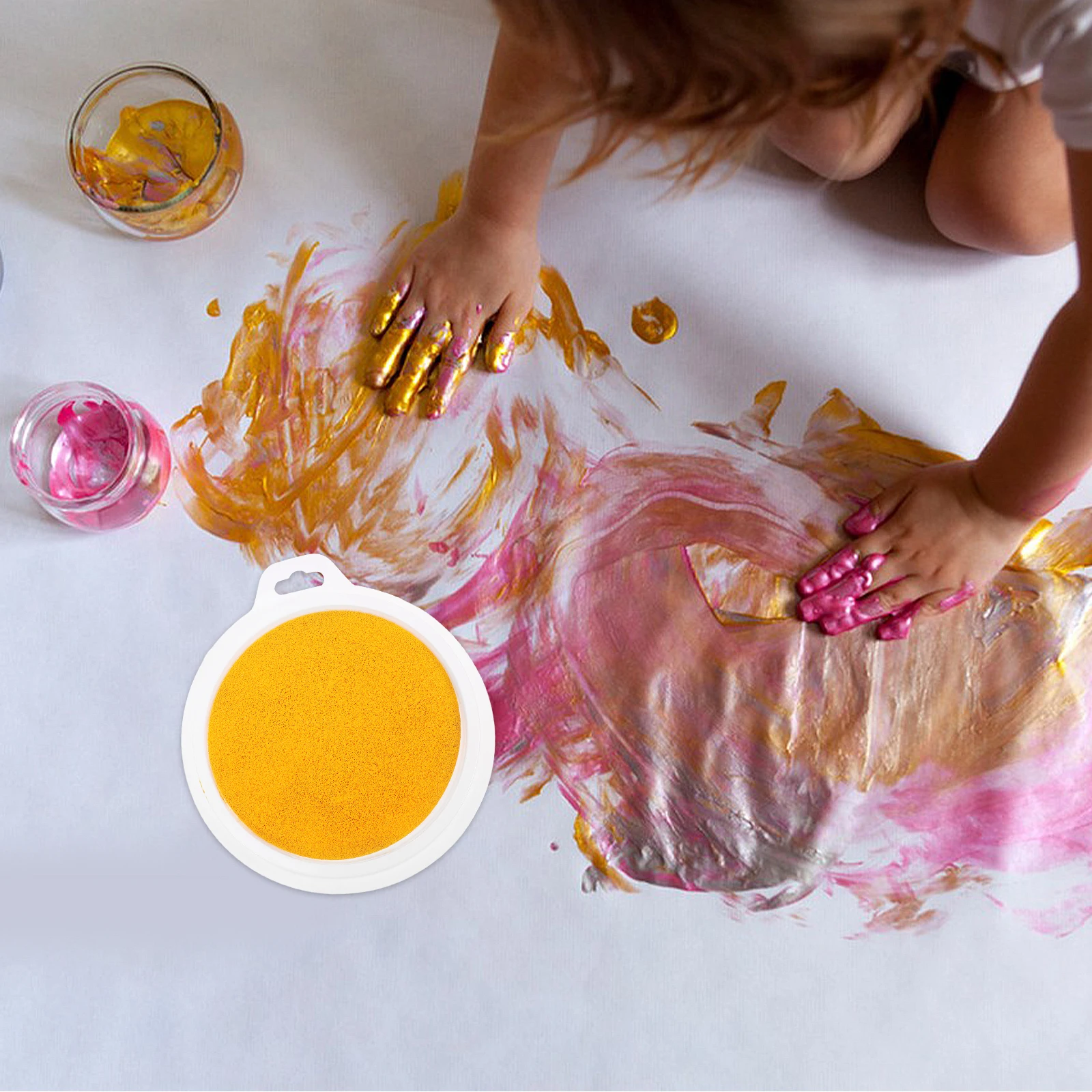 Almohadilla de tinta hexagonal para dedo, Kit de pintura de dibujo Diy lavable para niños, sellos de mano en papel, pared de tela de madera, 1 ud.