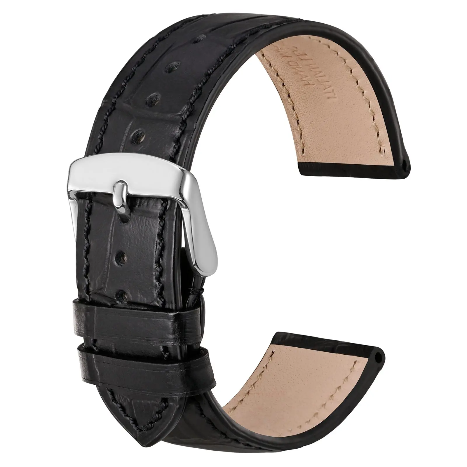 

ANBEER Alligator Texture Leather Watch Strap 14mm 18mm 19mm 20mm 21mm 22mm Watch Accessories Watch Band Silver Buckle