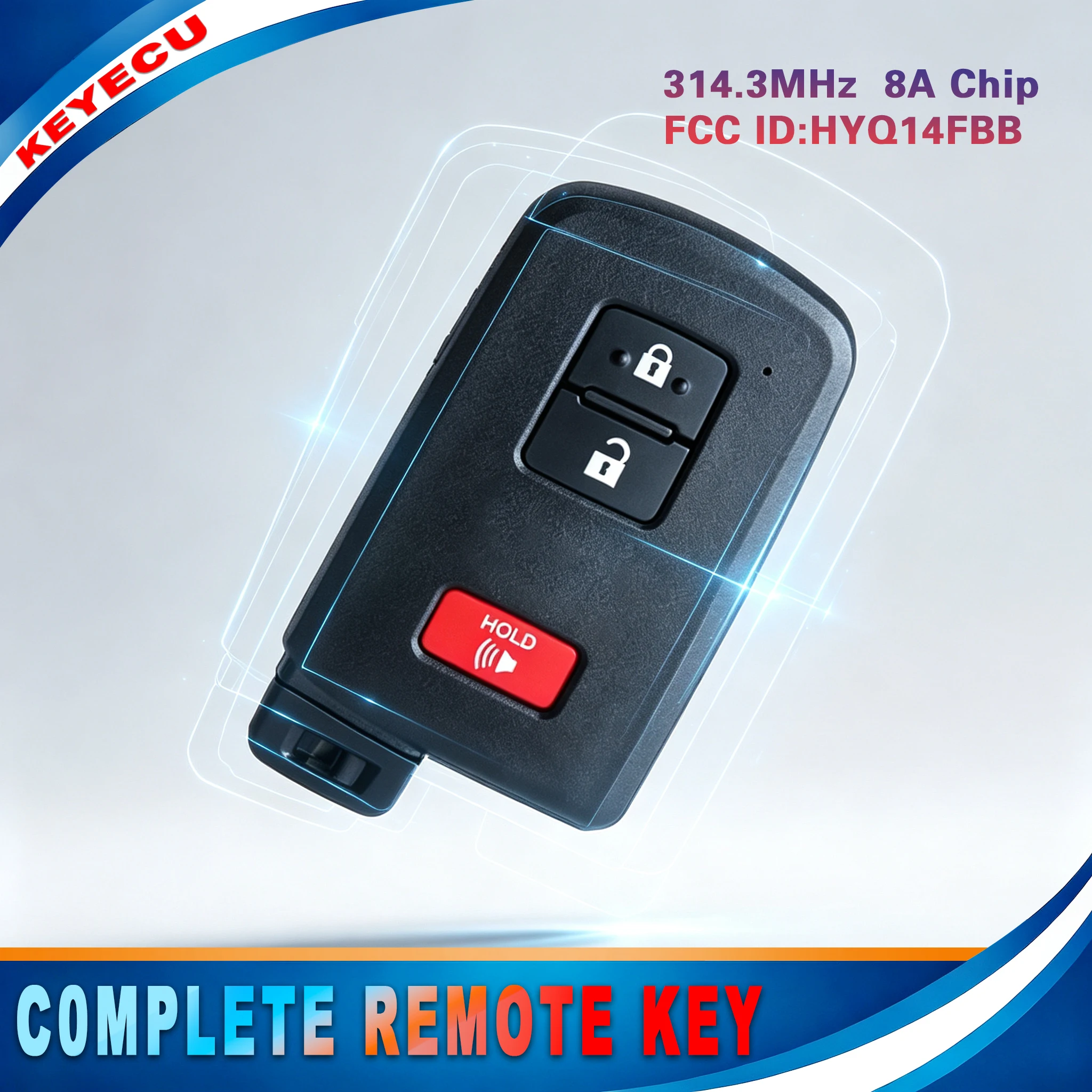 Keyecu For Toyota 4Runner Tacoma Tundra Sequoia 2021-2023 3 Button Smart Keyless Go Proximity Entry Replacement Key Fob HYQ14FBB