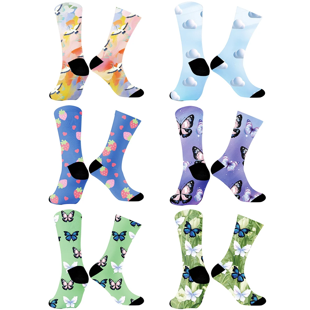 Asymmetry Cotton Socks Women Men Colorful Printed Socks Harajuku Long Funny Socks Christmas sports and leisure Socks 2024 New