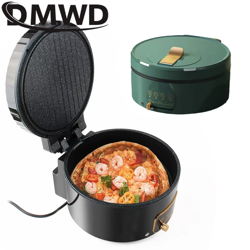 Multifunctional Electric Crepe Maker Pancake Baking Pan Pizza Oven BBQ Barbecue Double-Plate Frying Grill Hot Pot Cooker Skillet