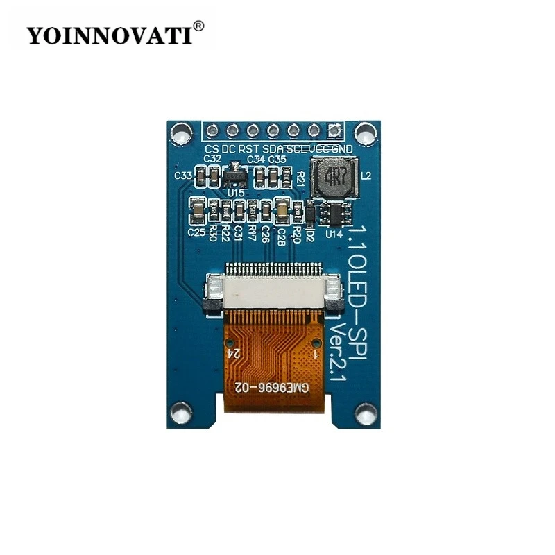 1.1 Inch OLED Display Module, SH1107 Driver, 96x96 SPI 4-Pin/7-Pin Optional, White Monochrome, COG Small LCD Screen Module