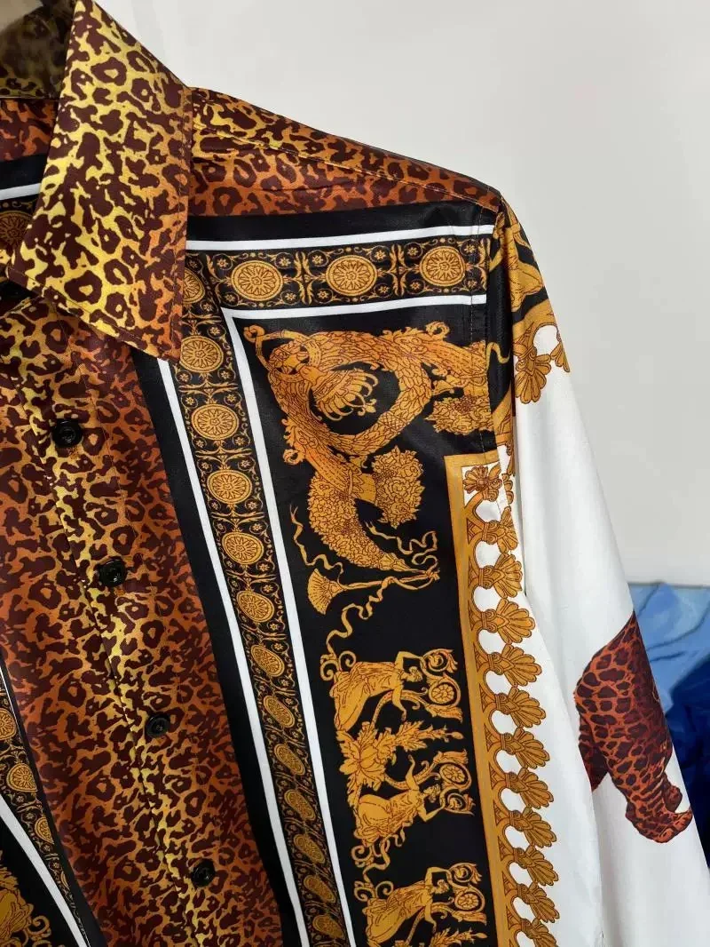 2025 Men's Royal Lion HD Pattern Christmas Shirt Formal Party Shirt High Quality Fabric Blue Purple Green Red Outdoor Street