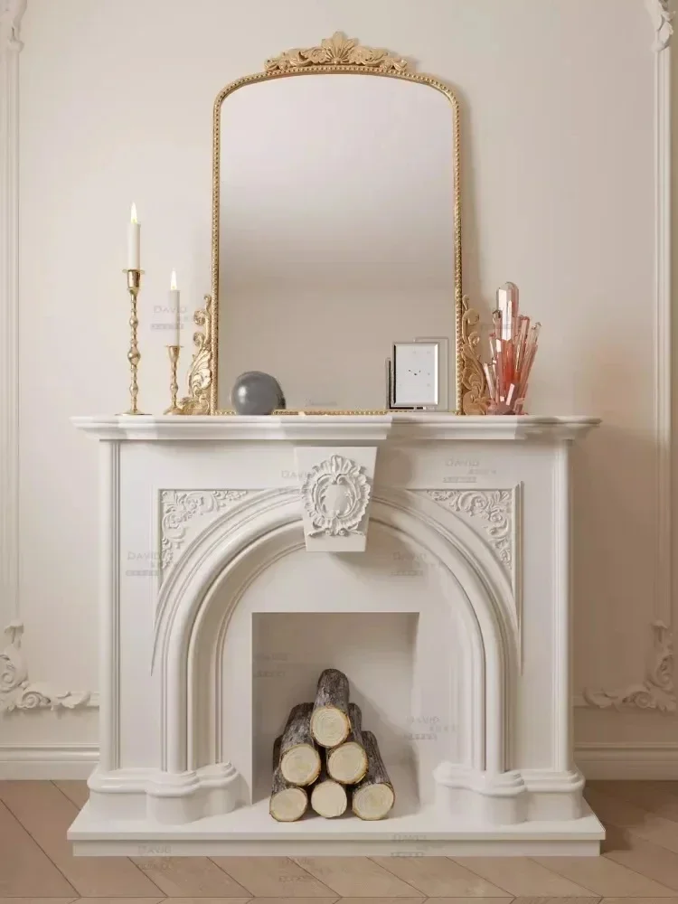 cqyLight luxury modern arched fireplace decorative cabinet French solid wood design display cabinet carved exhibition hall B & B