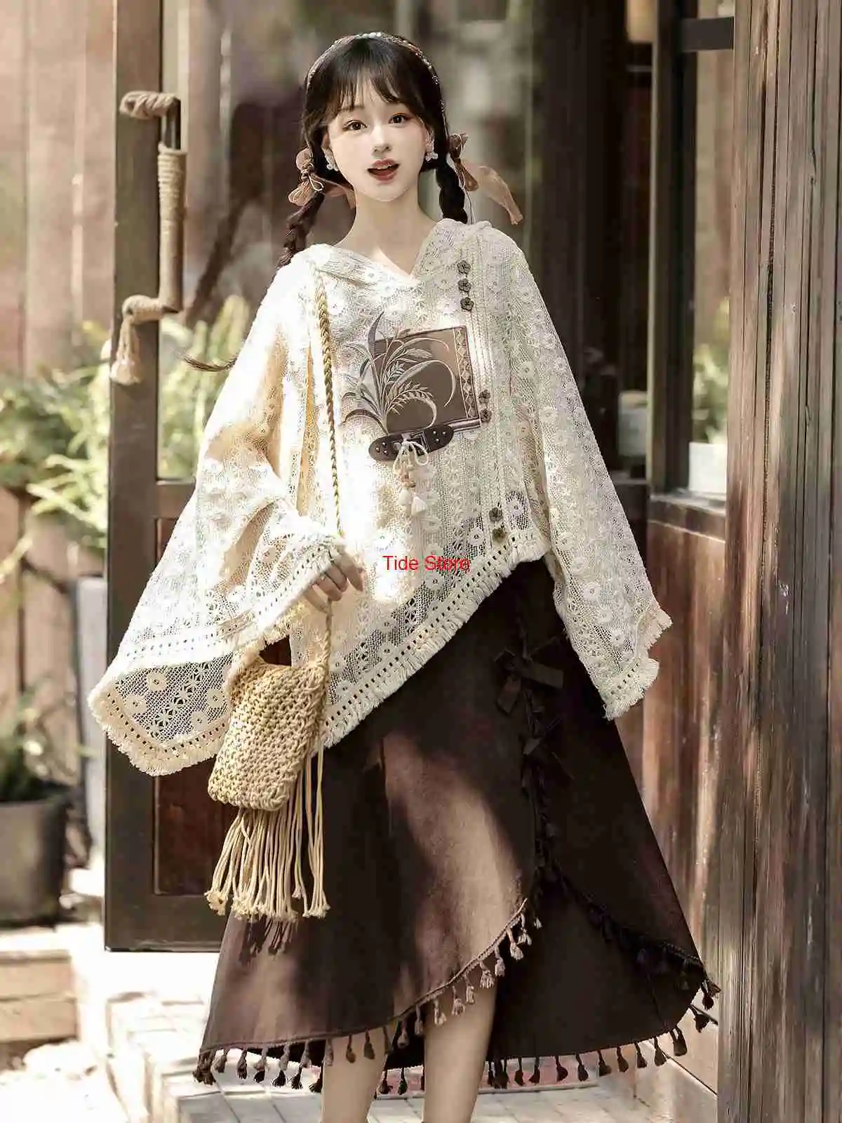 

Hesui Improved Hanfu Women's Daily New Chinese Style Outerwear Top Half Skirt Knitted Sweater Spring Autumn Han
