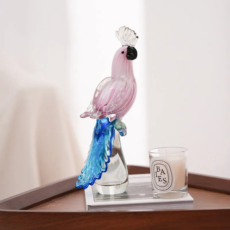 Art glass parrot ornament light luxury handicraft glass living room children's room model room soft decoration decoration