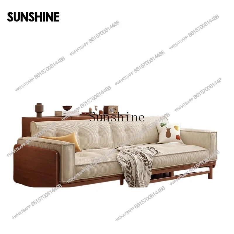 

Диван из ткани из цельного дерева, современный простой бытовой диван для маленькой квартиры, прямой ряд, японский бревенчатый диван X