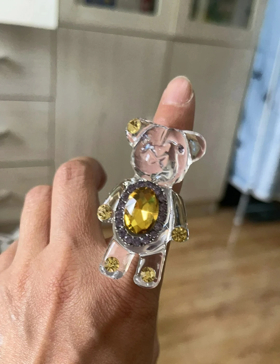 Jelly Bear Ring Transparent Bear  Cute Ring Fashion Party Gift for Women Teddy Bear Accessories