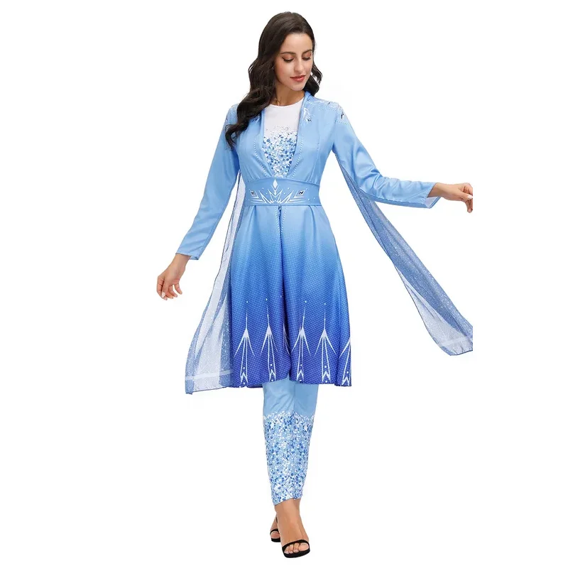 Princess Party Dress Adult Women Clothing Halloween Cosplay Costume Snow Queen Elsa Character Costumes Carnival Roleplay Outfits