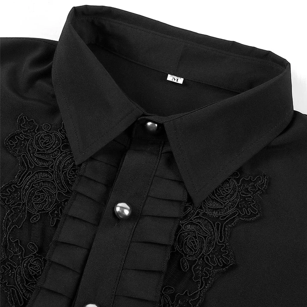 

New Women's Retro Ruffles Shirts Renaissance Victorian Steampunk Shirt Solid Color Lapel Gothic Pleat Ladies Blouses Tops